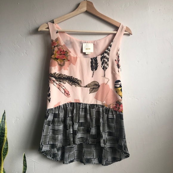 Anthropologie Tops - Anthropologie Maeve Blush Pink Peplum Silk Tank